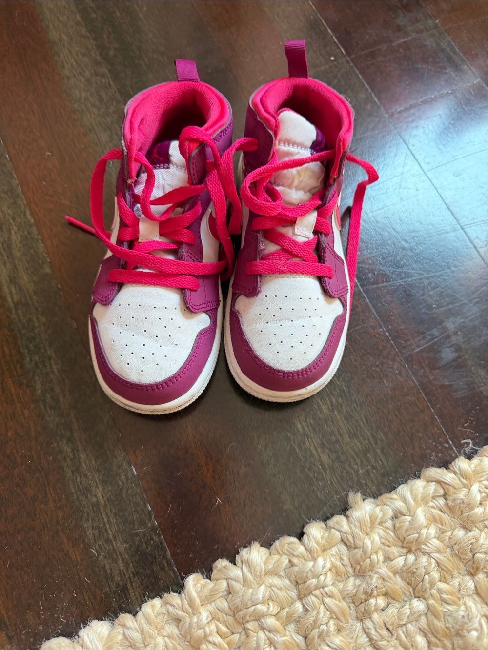 Nike Kids White and Pink High-Top Sneakers